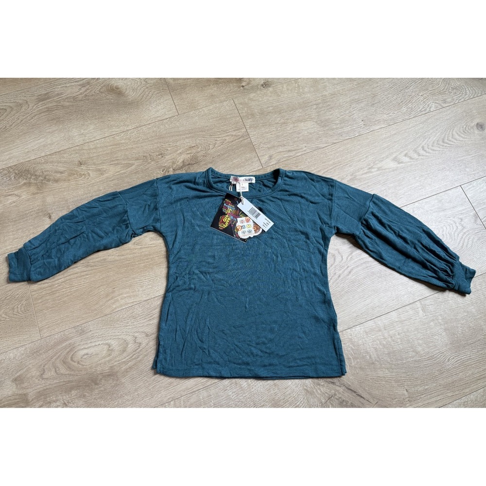 NWT Kid Girls Ragdoll and Rockets puff long sleeve blue top stretch soft size 5